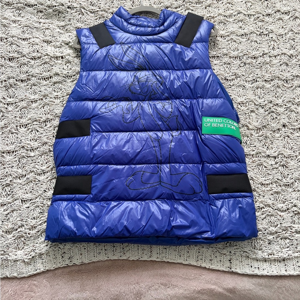 United Colors Of Benetton Blue Puffer Vest with Black Details